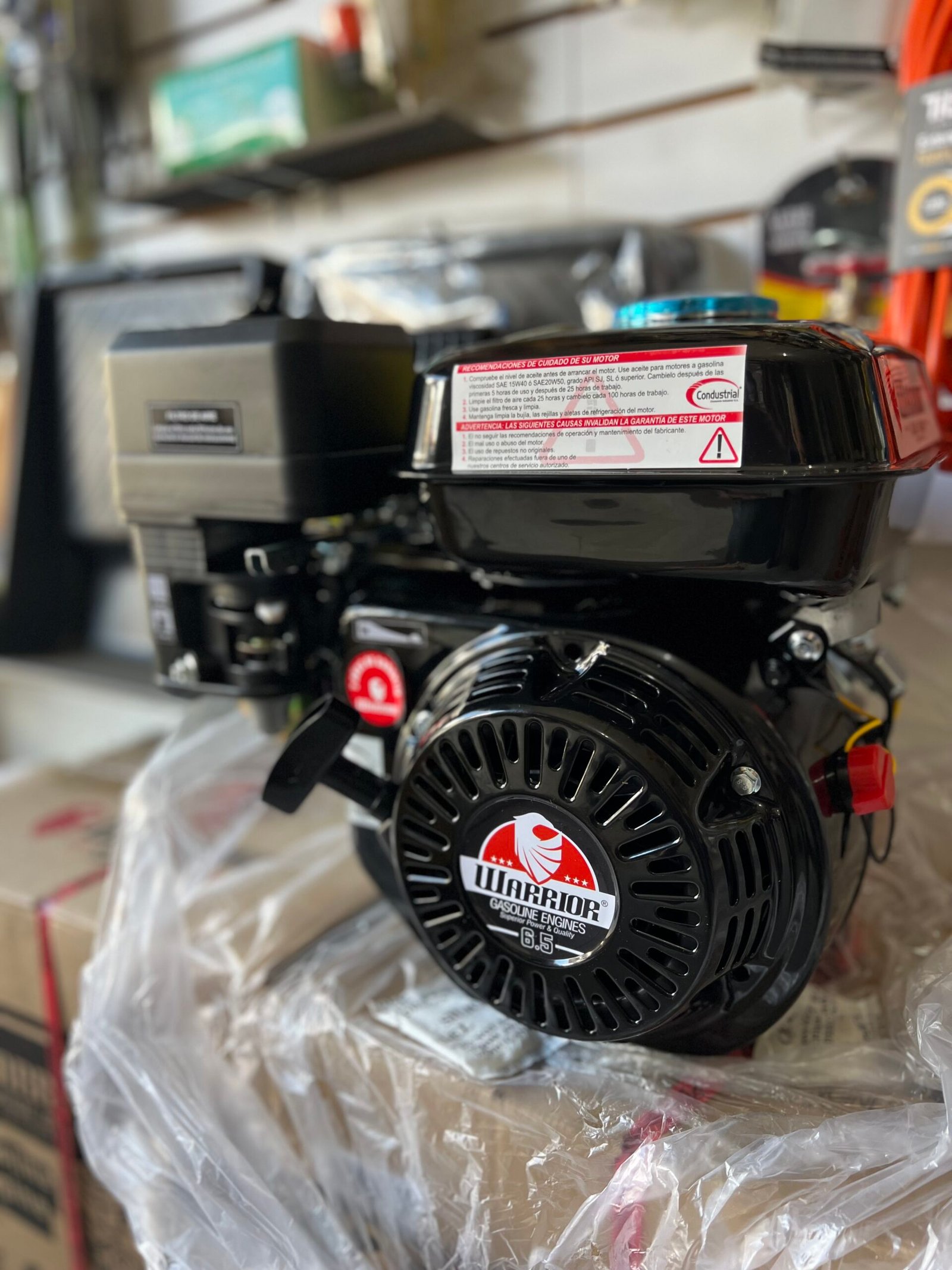 Motor Gasolina Warrior 6.5HP 3600RPM – Eje Rosca Cuña 3/4" Motobomba Hidrolavadora Agro - Imagen 5
